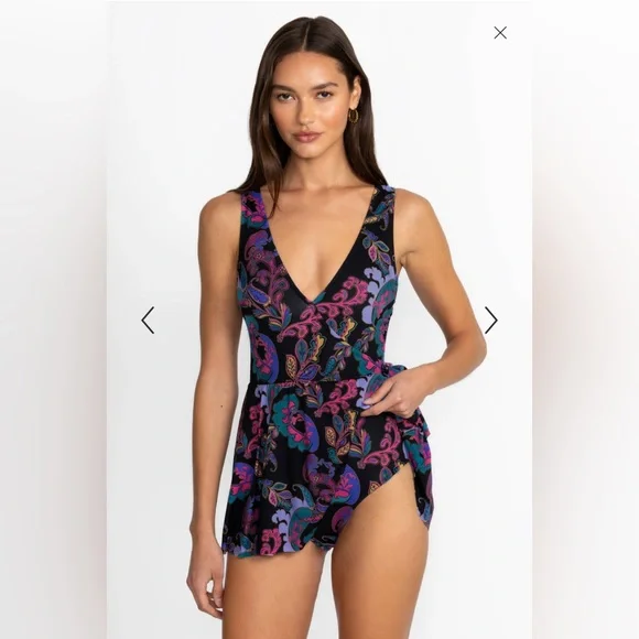 NWT ❤️Johnny Was Fatima Wrap Skirted One Piece Women's Multicolor Swim Dress - Picture 2 of 6